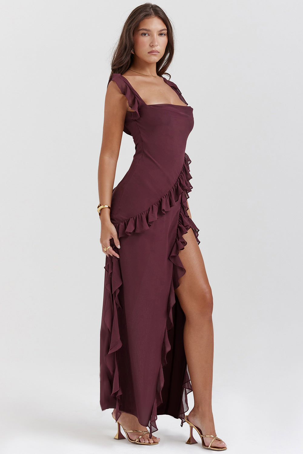 Robe longue Amira – Prune foncé