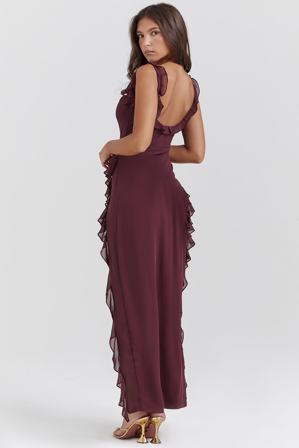 Robe longue Amira – Prune foncé