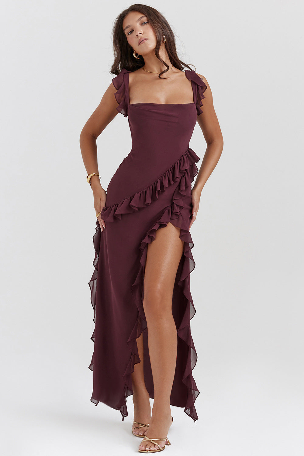 Robe longue Amira – Prune foncé