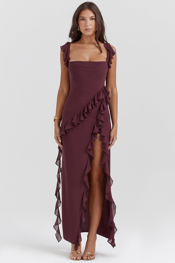 Robe longue Amira – Prune foncé